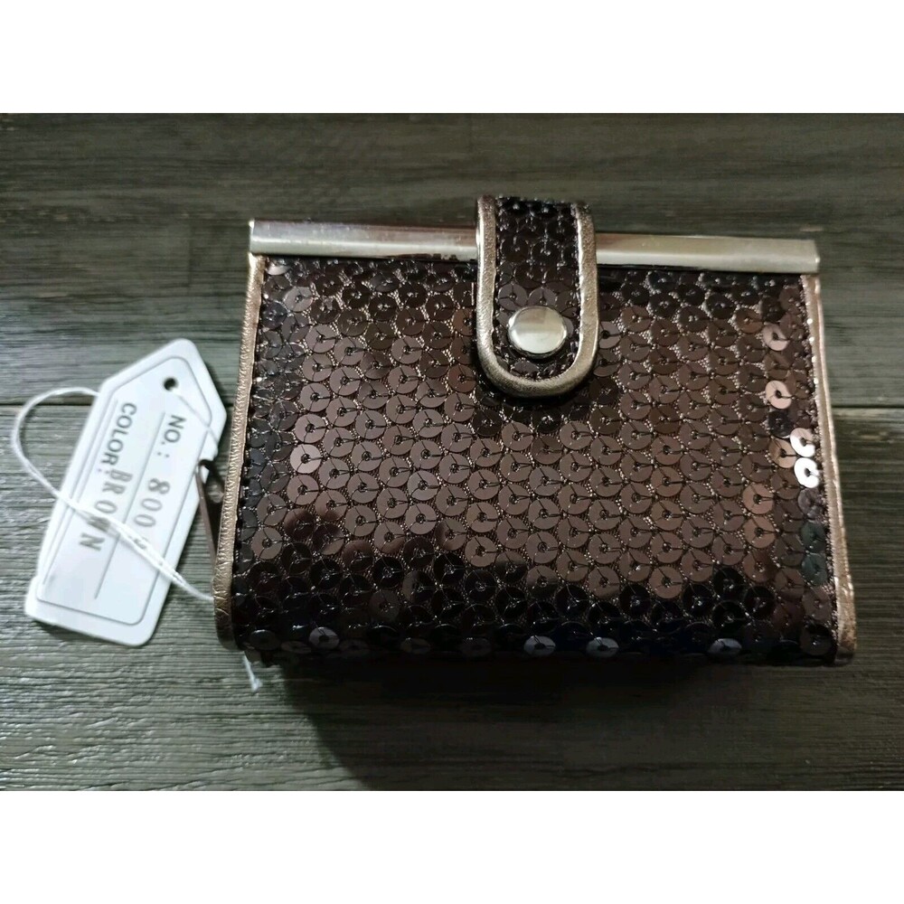 JC Fashion Brown Sequin Wallet New